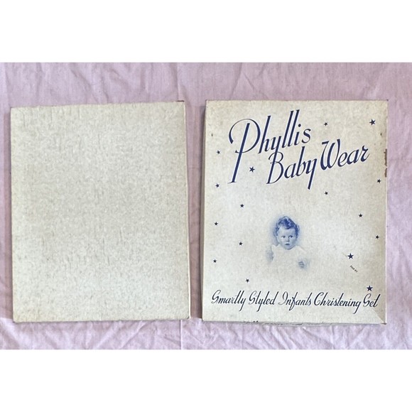 Vtg Phyllis Baby Wear Christening Dress Set White Embroidery Floral Gown Bonnet - Picture 13 of 16